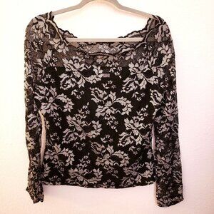 Vintage Kay & Celine Black and White Lace Off The Shoulder Top XL Runs Small EUC